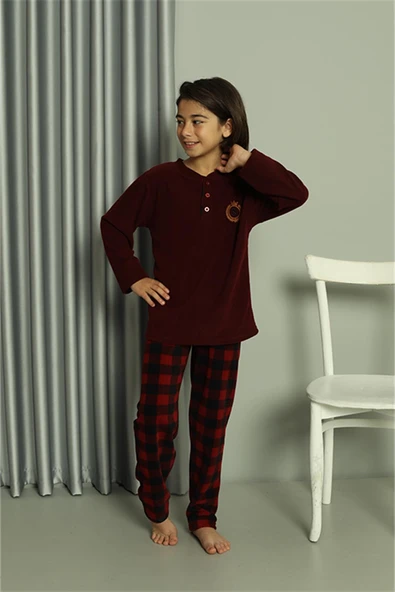 Erkek Çocuk WelSoft Polar Bordo Pijama Takımı 20549