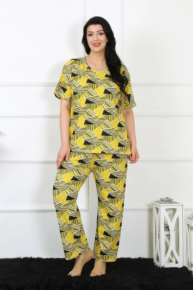 Kadın 5XL-6XL-7XL-8XL Büyük Beden Kısa Kol Pijama Takım 75007
