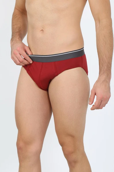 Erkek Pamuk Likralı Slip Bordo 40132