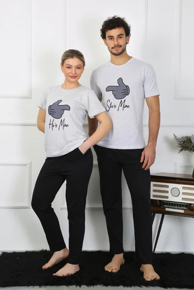 Erkek Pamuk Penye Sevgili Kombini Pijama Takımı Gri 50126 Tek Takım Fiyatıdır