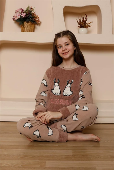 Kız Çocuk WelSoft Polar Vizon Pijama Takımı 20524