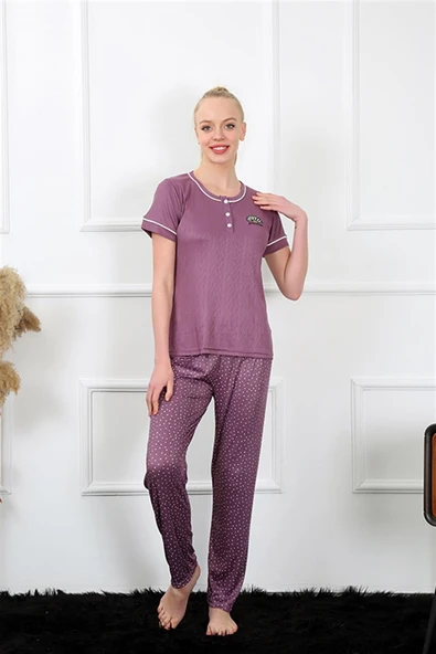 Kadın Mürdüm Kısa Kol Pijama Takım 20388