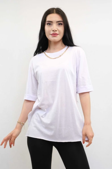 Zincir Aksesuarlı Tshirt Beyaz