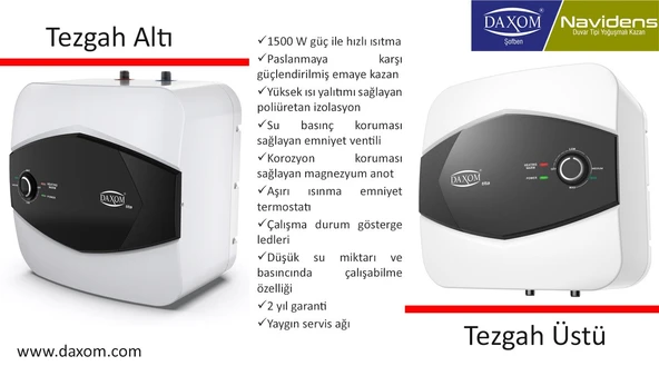 Daxom UKDAX-15DTA - 15 lt Tezgah Altı Termosifon - 2