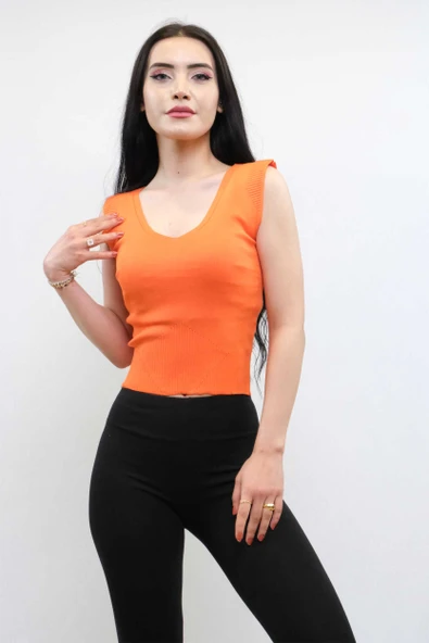 Süveter Model Triko Bluz Turuncu