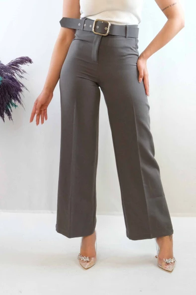 Kemerli Pantolon Füme