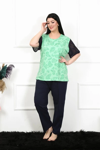 Kadın 5XL-6XL-7XL-8XL Büyük Beden Kısa Kol Pijama Takım 75004