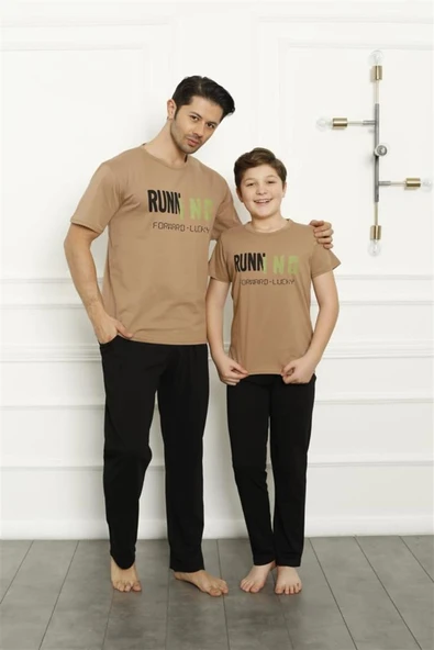 Baba Oğul Bej Aile Pijama Takım Ayrı Ayrı Satılır 50102
