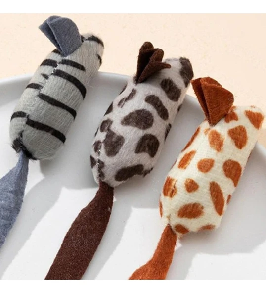Peluş Fare Kedi Oyuncağı 3 Adet - 2