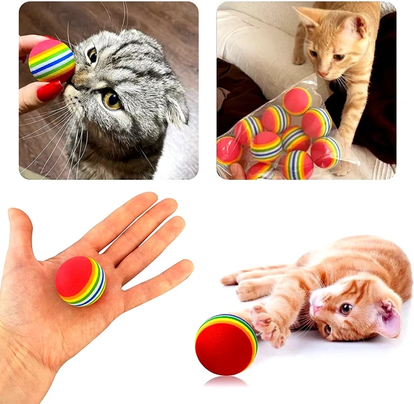 2 Adet Renkli Kedi Köpek Oyun Topu
