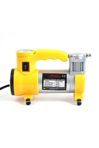 Araba Oto Araç Lastik Şişirme Pompası Metal Gövde Kompresör 150 psi - 3