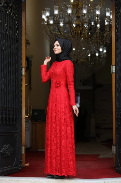 Ahunisa Henna Abiye Kırmızı 5646 - Resim 2