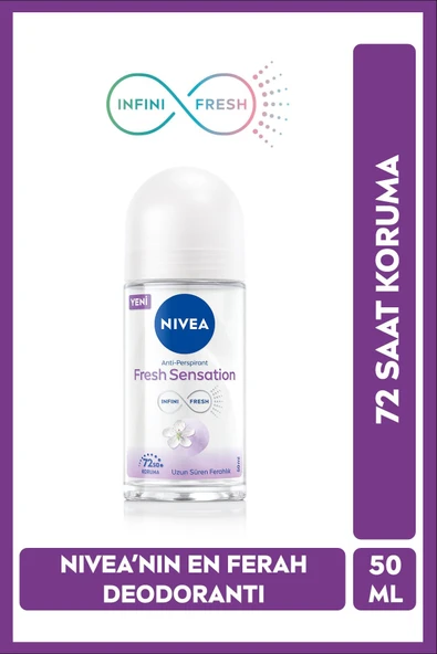 Nivea Kadın Roll-on Deodorant Fresh Sensation 50ml, Ter Kokusuna Karşı 72 Saat Koruma, FerahlıkNivea