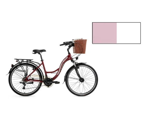 BİSAN SANDY-23 SEPETLİ BAYAN ŞEHİR BİSİKLETİ 43CM V 26 JANT 21 VİTES PUDRA PEMBE BEYAZ
