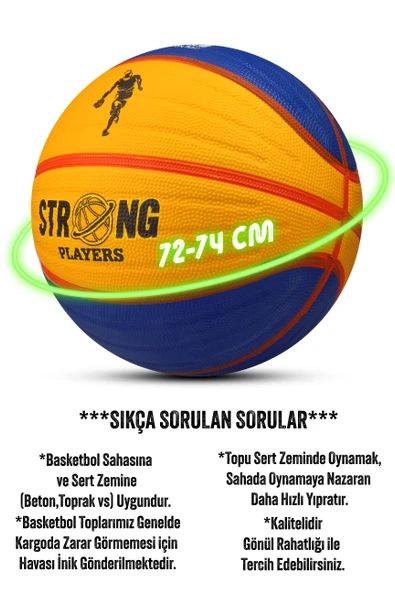 Telvesse Sarı Lacivert Basketbol Topu Grafiti Kauçuk Dayanıklı Deep Kanal Kabartmalı No:6 B66 - 4