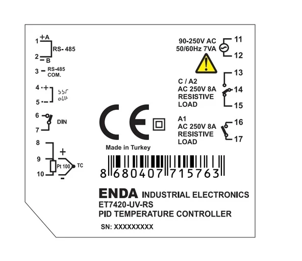 ENDA 48x48 -40...1700?C Derece Isı Kontrol Cihazı Dijital Termostat (Termokulp Hariç) - 4