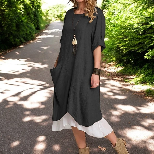 Yazlık Keten Kadın Elbise - Resim 2