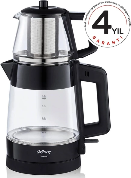 Arzum AR3136 Teamond 1800 W Cam Çay Makinesi Siyah