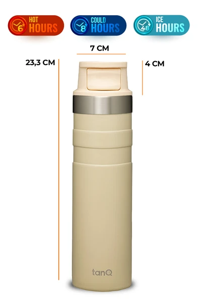 TanQ Ömür Boyu Garantili Active Plus Paslanmaz Çelik Termos Vanilla 0.60 Lt- (20 Oz) - 2
