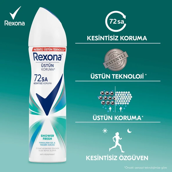 Rexona Shower Fresh 72 Saat Kadın Sprey Deodorant 3 x 150 ML - 6