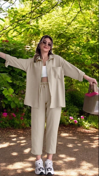 Yazlık Rahat Keten Alt Üst Takım ürün görseli 1