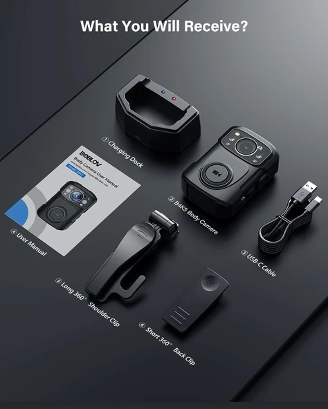 Boblov B4K5 256GB 4K Vücut Kamerası, 3400mAh IP68 Su Geçirmez GPS - 5