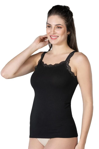 Siyah Mı 1411 Modal Cotton Dantelli Atlet