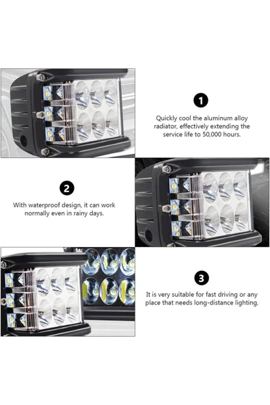 ASTRALED  1 Adet Kaput Üstü Offroad Projektör Sis Çalışma Lambası 12 Ledli 36 watt - 3