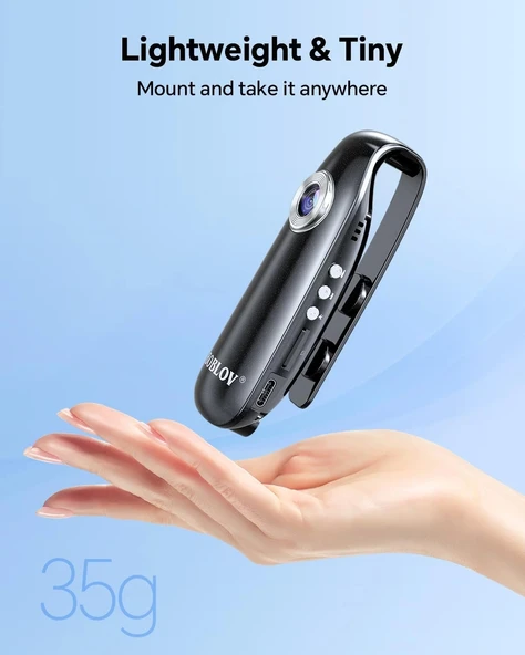 Boblov Cep Mini Vücut Kamerası Video ile: 128GB - Arka Klipsli, 1080P - 2