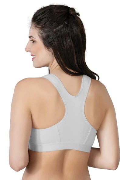 Gri Mı 184 B Önden Fermuarlı Sporcu Penye Sütyen ürün görseli