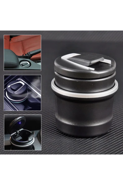 ASTRALED  Oto Küllük Işıklı Bardaklık Uyumlu Kapaklı Bmw Tip Mini Çöp Kovası