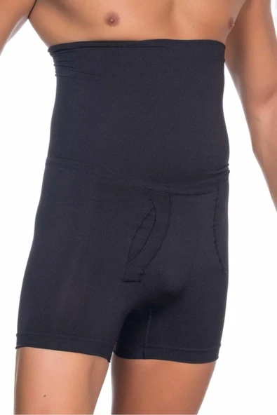 Siyah Mı E1005 Erkek Yüksek Bel Double Boxer Korse - Resim 3
