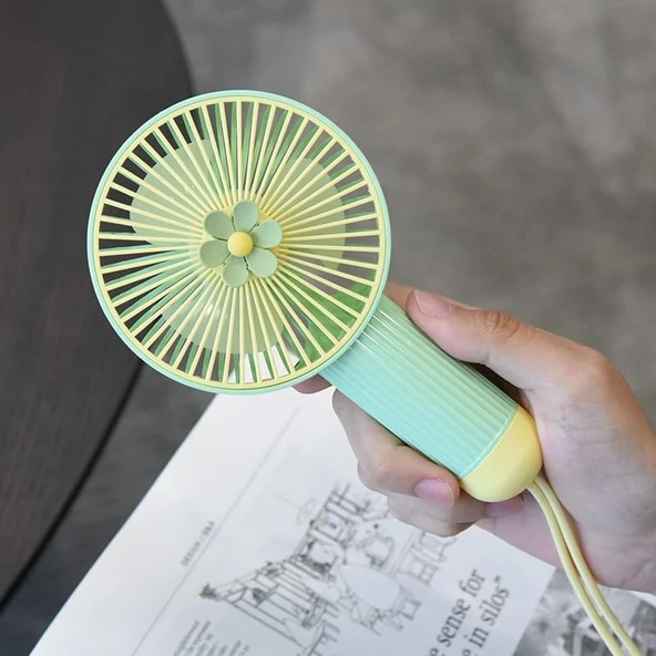 Inovaxis Çiçek Küçük Fan Mini USB Şarjlı Telefon Askılı