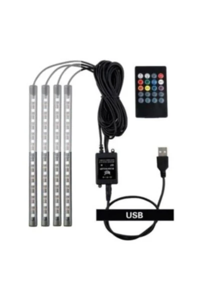 ASTRALED  USB Araç içi Ayak Altı Sese Duyarlı Rgb Şerit Led Aydınlatma 12 Led - 2