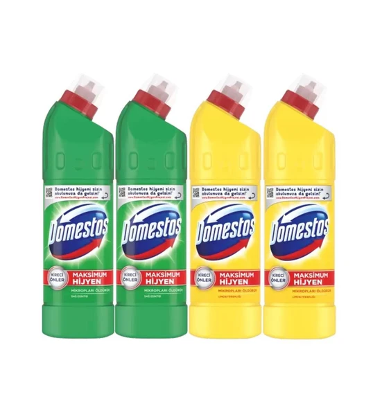 Domestos Çamaşır Suyu Dağ Esintisi + Limon Ferahlığı (750 ml x 4 adet)