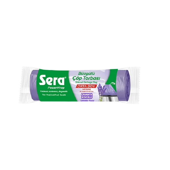Sera Çöp Torbası Büzgülü Lavanta Kokulu Orta Boy 10 Lu 55 x 60 Cm x 10 Paket - 2