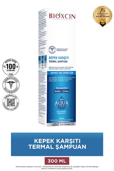 Bioxcin Aqua Thermal Kepek Karşıtı Şampuan 300ml Tüm Saç Tipleri - Kepek Kaşıntı Pullanma Karşıtı