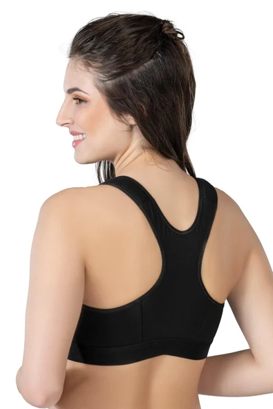 Siyah Mı 184 B Önden Fermuarlı Sporcu Penye Sütyen ürün görseli