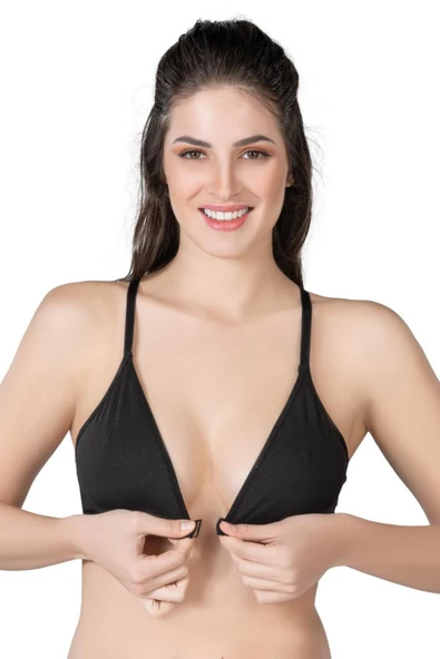 Siyah Mı 1416 Modal Cotton Önden Açmalı Sporcu Sütyen