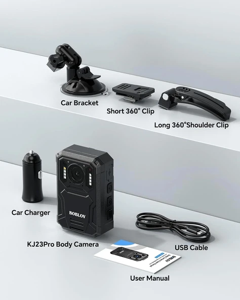 Boblov KJ23Pro 2K Vücut Kamerası, Gece Görüşlü 256GB, 15 Saat Kesintisiz Kayıt - 5