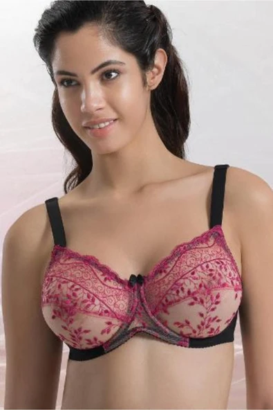 SİYAH BORDO MI Emay 148 B Balenli Toparlayıcı Sütyen - Resim 2