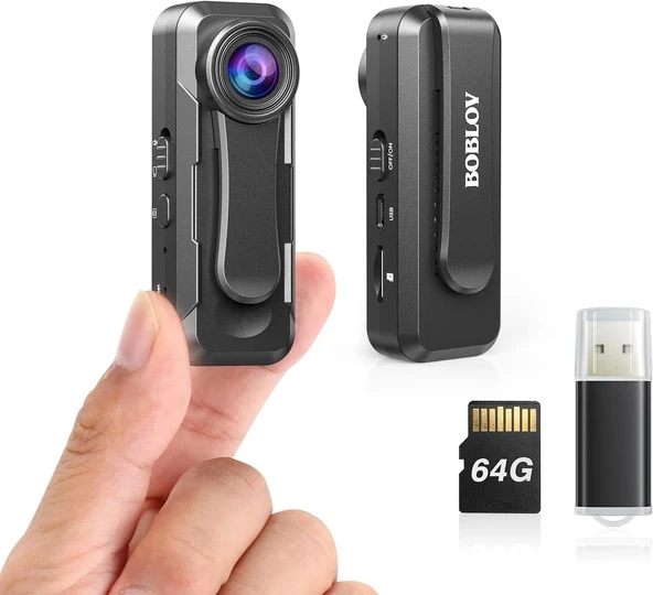 Boblov W1 64GB HD 1080P Vücuda Takılan Giyilebilir Kamera, 2 Klipsli