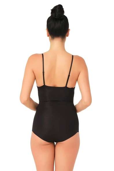 Siyah Mı 2723 Lazer Kesim Göğsü Açık Slip Korse - 2
