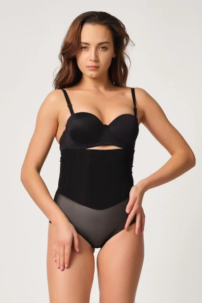Siyah Mı 2945 Tül Karyokalı Slip Lazer Korse ürün görseli