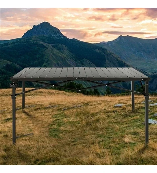 Volcano XL Katlanabilir Alüminyum Kamp Masası (120x71x71cm)–Siyah - 3