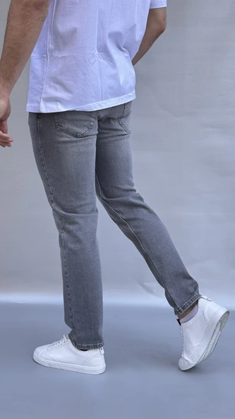 Yıkamalı Gri Regular  Fit Jean - 3