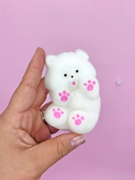 Sevimli Köpek Squishy Tüylü Beyaz Patili Yumuşacık (6x9 cm) Sukuşi - Beyaz - 4