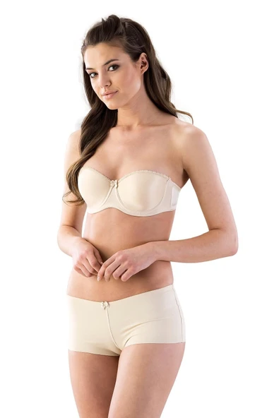 Kadın Ten Lazer Kesim Boxer Korse - Resim 3