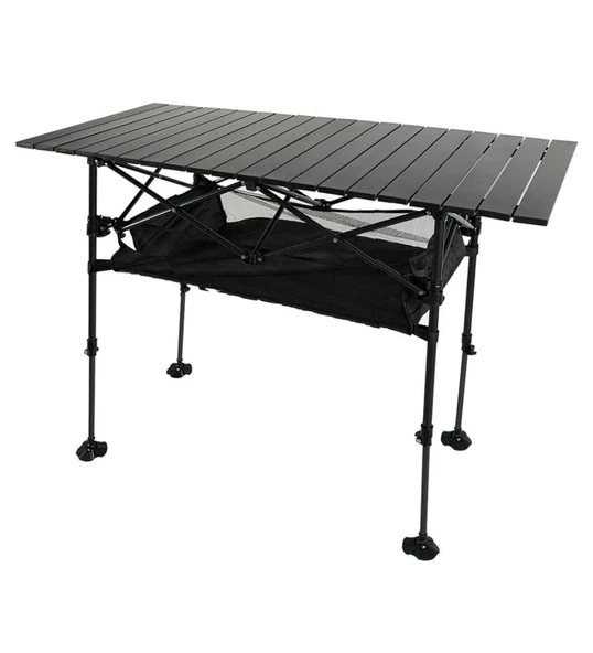 Caravan Class Katlanabilir Teleskopik Ayaklı Alüminyum Kamp Masası (95x55x68-96cm)-Siyah