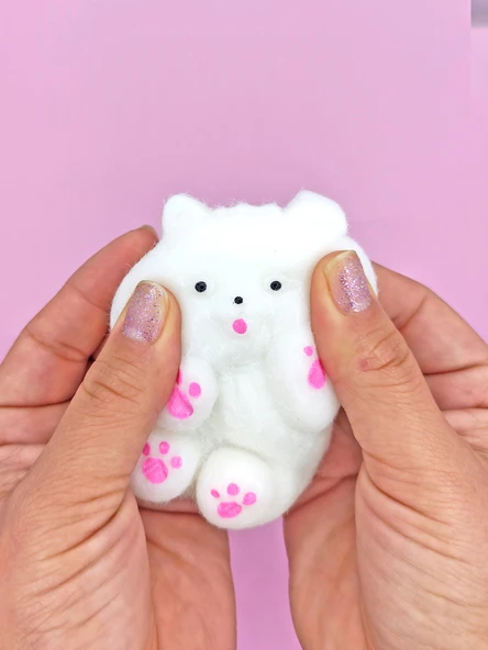 Sevimli Köpek Squishy Tüylü Beyaz Patili Yumuşacık (6x9 cm) Sukuşi - Beyaz - 3